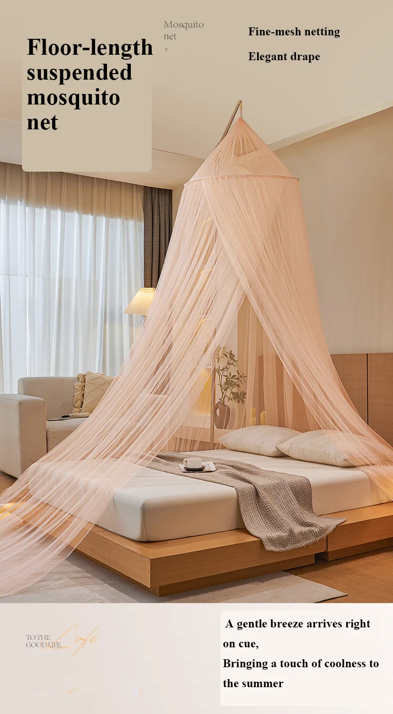 Exquisite Jade-Hued, Fresh-Style Round-Top Floor-Length Hanging Mosquito Net Exquisite Jade-Hued, Fresh-Style Round-Top Floor-Length Hanging Mosquito Net