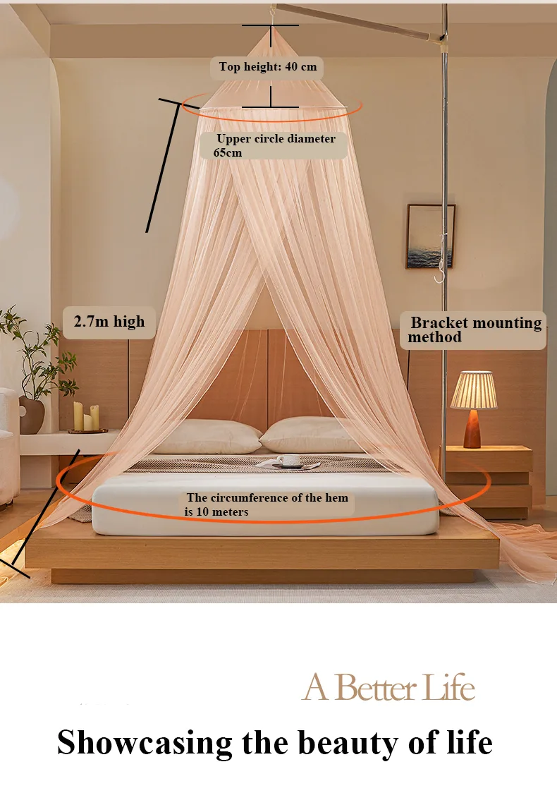 Exquisite Jade-Hued, Fresh-Style Round-Top Floor-Length Hanging Mosquito Net Exquisite Jade-Hued, Fresh-Style Round-Top Floor-Length Hanging Mosquito Net