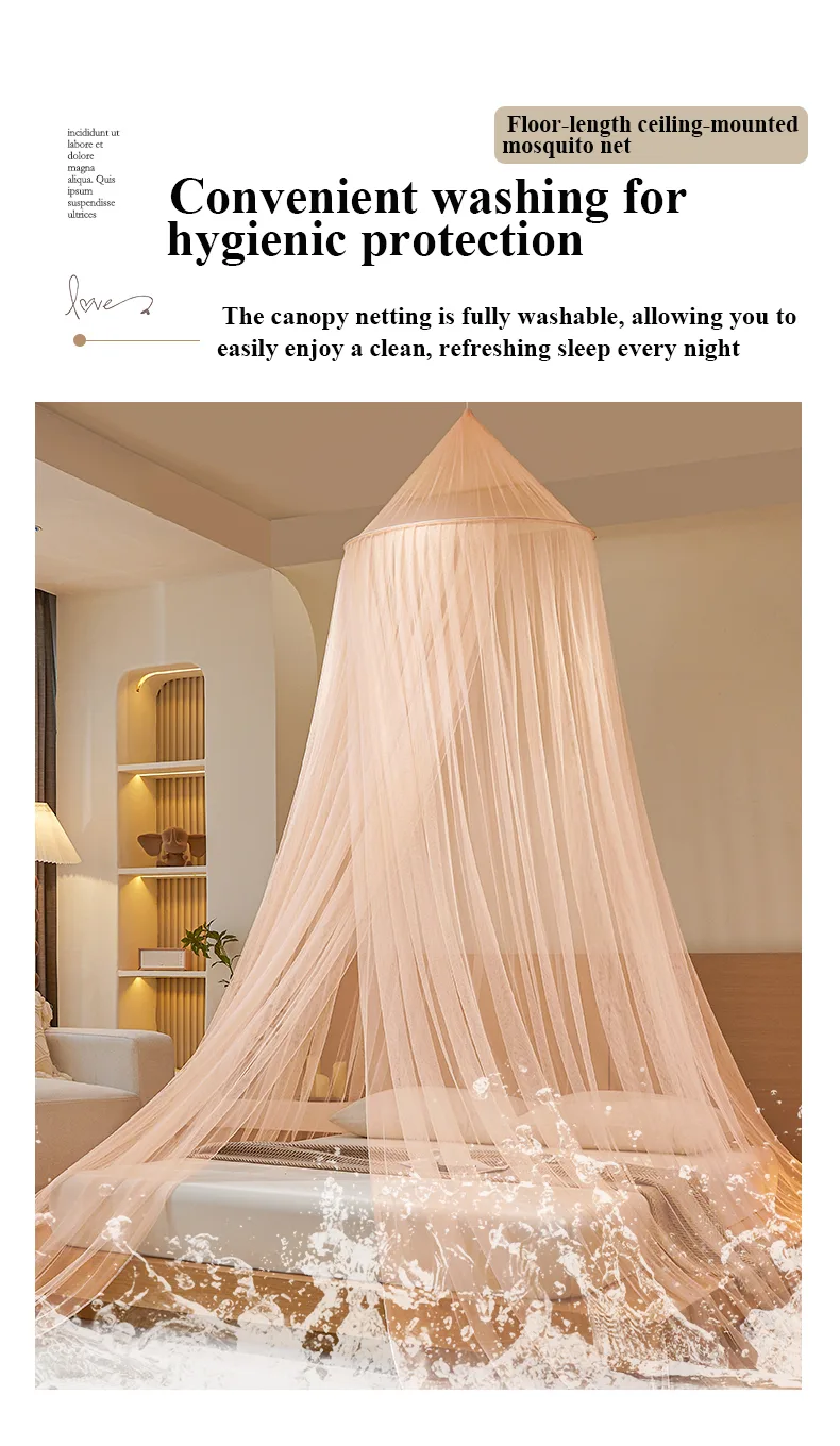 Exquisite Jade-Hued, Fresh-Style Round-Top Floor-Length Hanging Mosquito Net Exquisite Jade-Hued, Fresh-Style Round-Top Floor-Length Hanging Mosquito Net