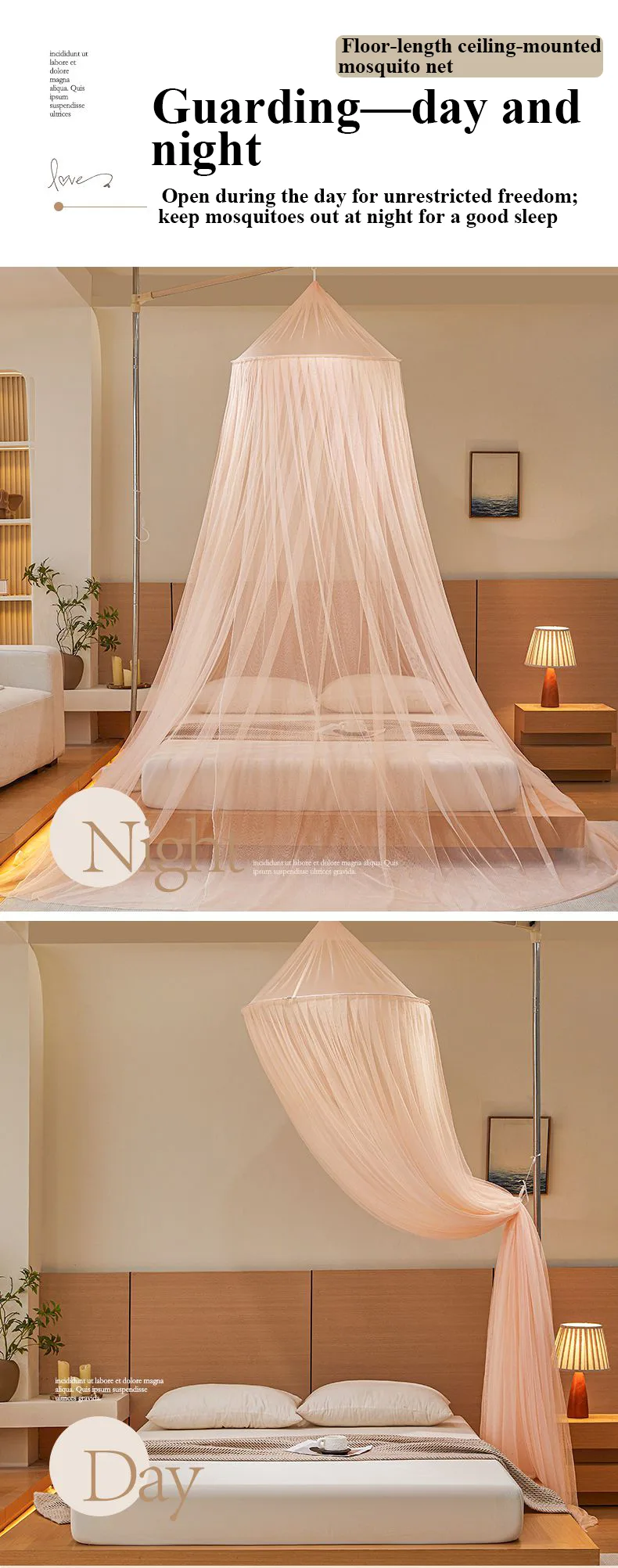 Exquisite Jade-Hued, Fresh-Style Round-Top Floor-Length Hanging Mosquito Net Exquisite Jade-Hued, Fresh-Style Round-Top Floor-Length Hanging Mosquito Net