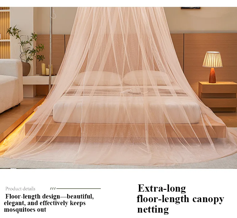 Exquisite Jade-Hued, Fresh-Style Round-Top Floor-Length Hanging Mosquito Net Exquisite Jade-Hued, Fresh-Style Round-Top Floor-Length Hanging Mosquito Net