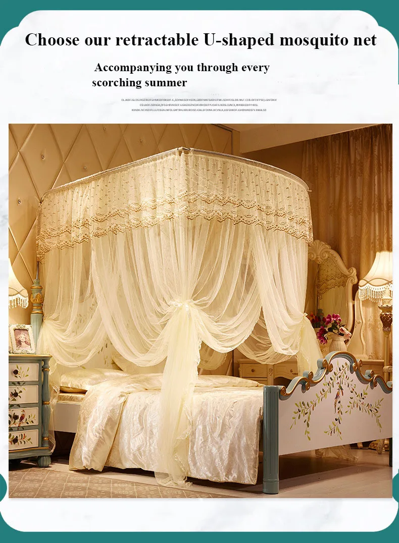 Telescopic Mosquito Net with U-Shaped 3-Door Opening and Reinforced Floor-Standing Stand Telescopic Mosquito Net with U-Shaped 3-Door Opening and Reinforced Floor-Standing Stand