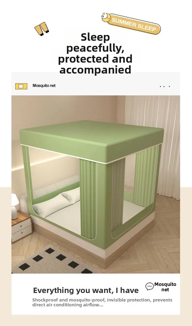 Portable Dream Bed Tent 80% Blackout with 3 Doors Breathable Private Space Sleeping Tent Fruit green