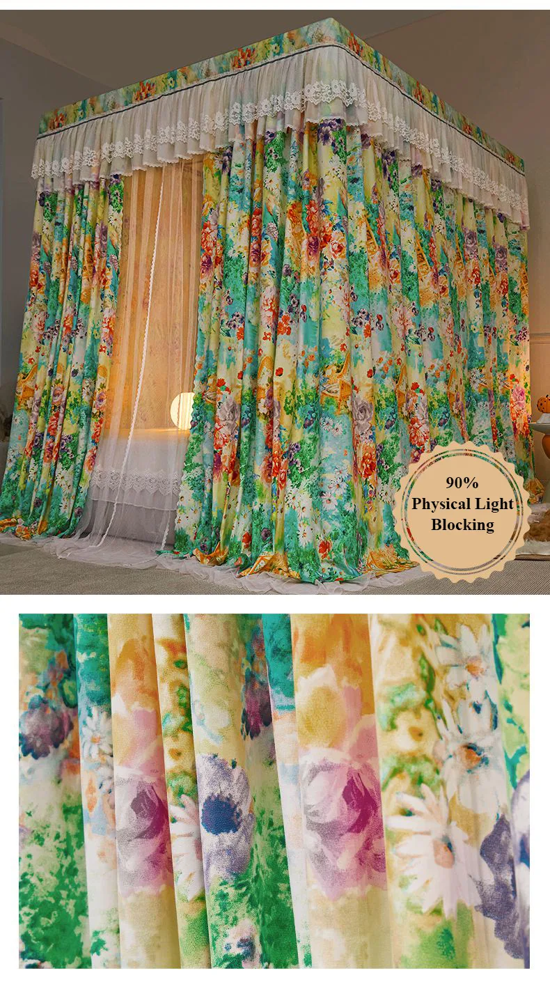 "Dancing Youth" Floor-Length Curtain-Style Mosquito Net (Double-Rod/Five-Way Connector Version) "Dancing Youth" Floor-Length Curtain-Style Mosquito Net (Double-Rod/Five-Way Connector Version)