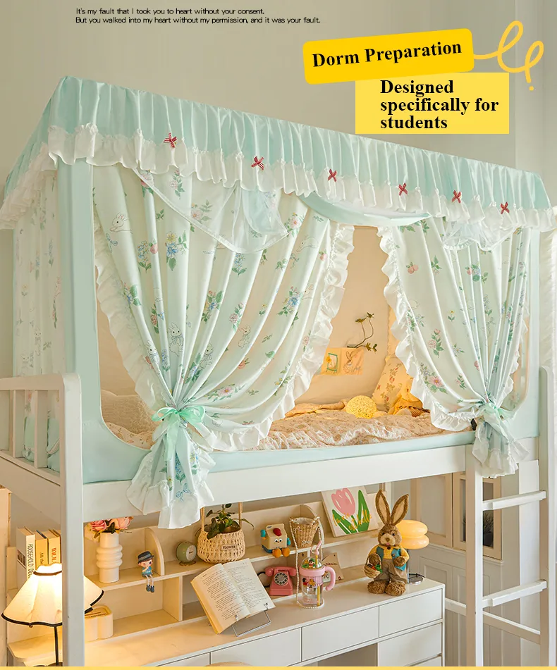 Flowery Rabbit fabric student-style bed canopy with cartoon print Blueberry Rabbit