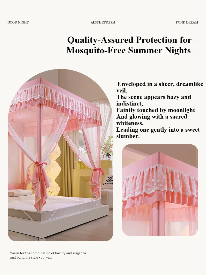 Rose Pink – New Princess-Style Bed-Curtain Blackout Mosquito Net Rose Pink – New Princess-Style Bed-Curtain Blackout Mosquito Net