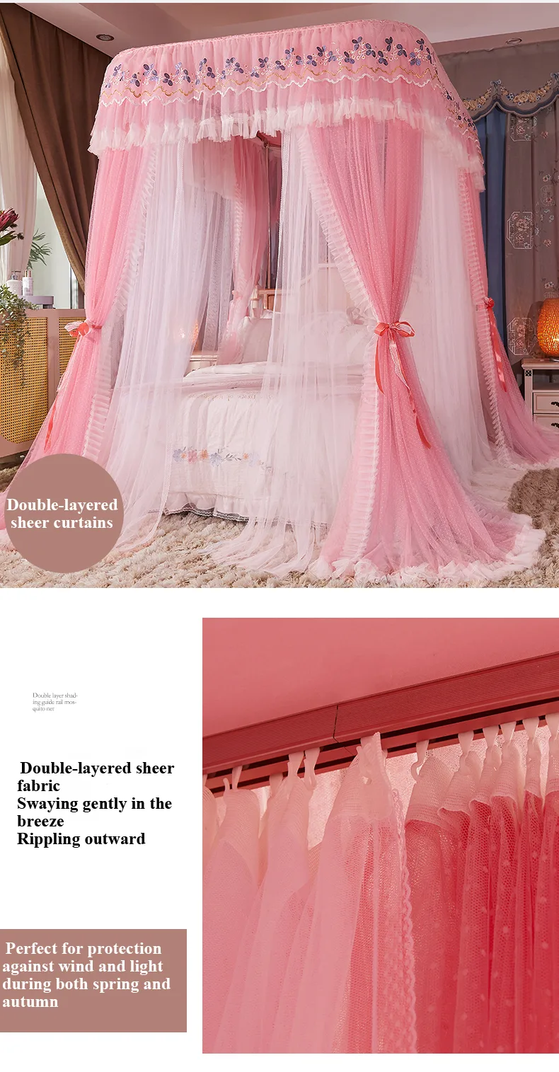 Double-Layer Blackout Bed Curtains with Track System – Class A Antibacterial Fabric, Mosquito Netting, and Privacy Drapes Double-Layer Blackout Bed Curtains with Track System – Class A Antibacterial Fabric, Mosquito Netting, and Privacy Drapes