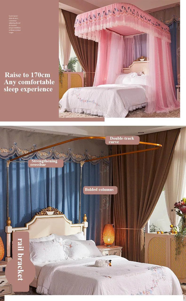 Double-Layer Blackout Bed Curtains with Track System – Class A Antibacterial Fabric, Mosquito Netting, and Privacy Drapes Double-Layer Blackout Bed Curtains with Track System – Class A Antibacterial Fabric, Mosquito Netting, and Privacy Drapes