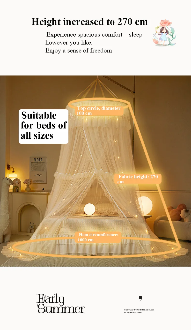 apricot-dome mosquito net with French lace trim apricot-dome mosquito net with French lace trim