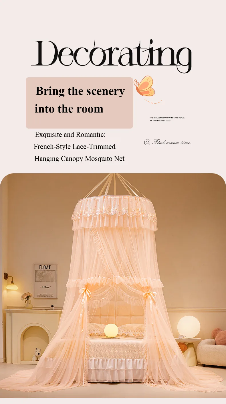 Jade dome mosquito net with French lace trim Jade dome mosquito net with French lace trim