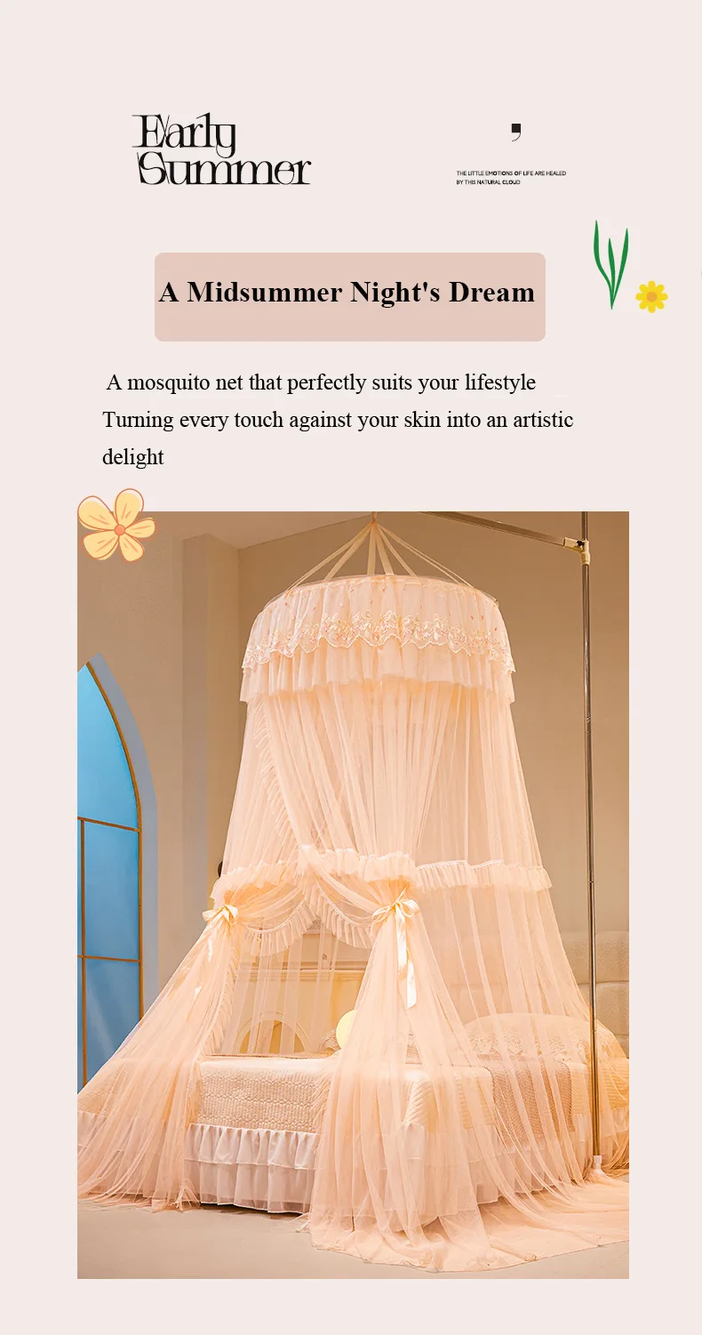 Jade dome mosquito net with French lace trim Jade dome mosquito net with French lace trim