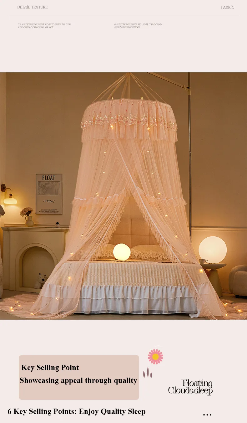 Jade dome mosquito net with French lace trim Jade dome mosquito net with French lace trim