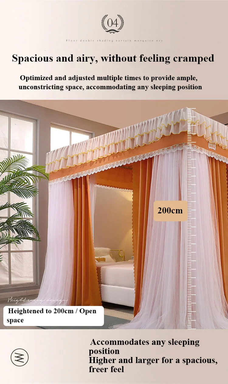 Lilac-Purple Double-Layer Korean-Style Bed Canopy: 1.8m Bed Mosquito Net with Dustproof Top, Windproof and Warm, Princess-Style Bed Curtains for Home Use