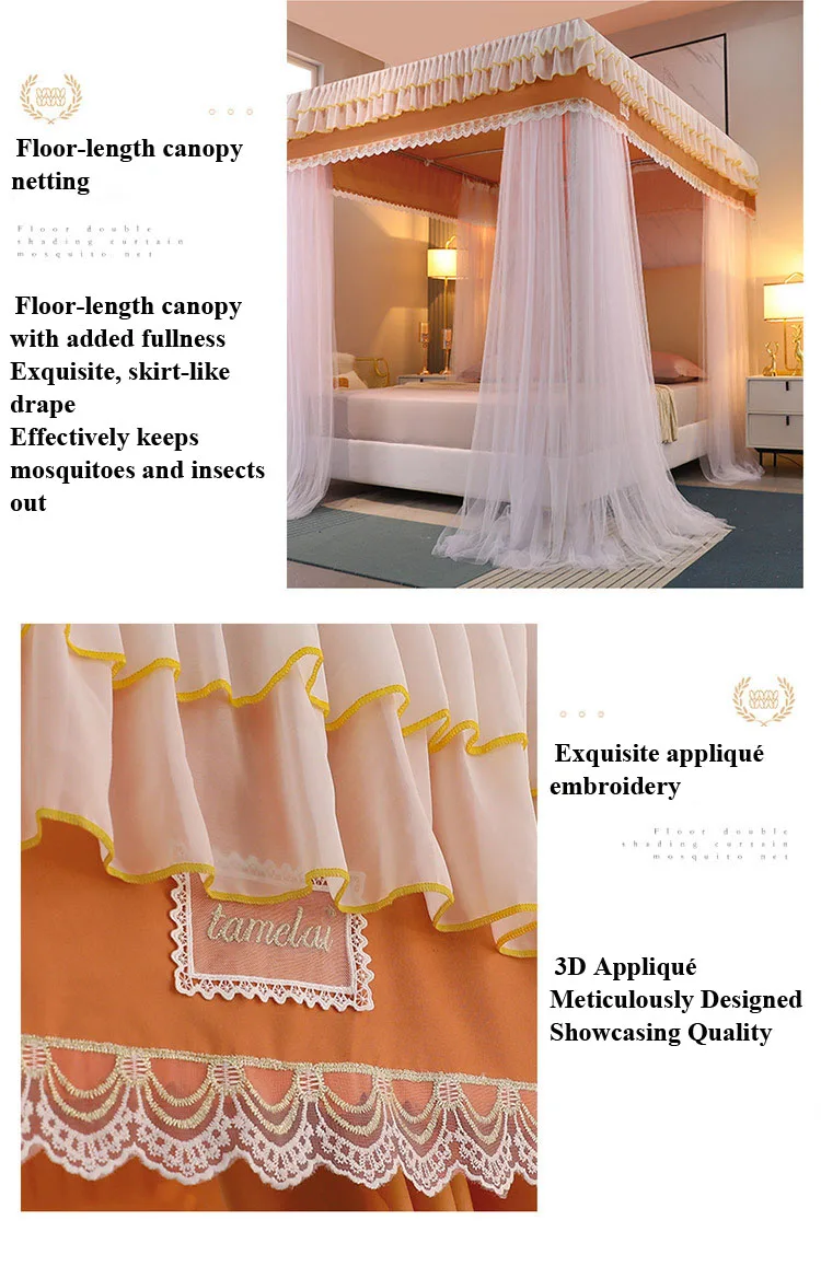 Lilac-Purple Double-Layer Korean-Style Bed Canopy: 1.8m Bed Mosquito Net with Dustproof Top, Windproof and Warm, Princess-Style Bed Curtains for Home Use