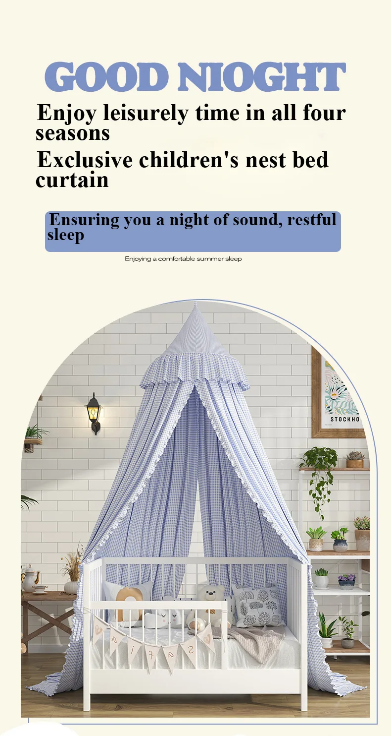 Princess-style dome mosquito net – blue