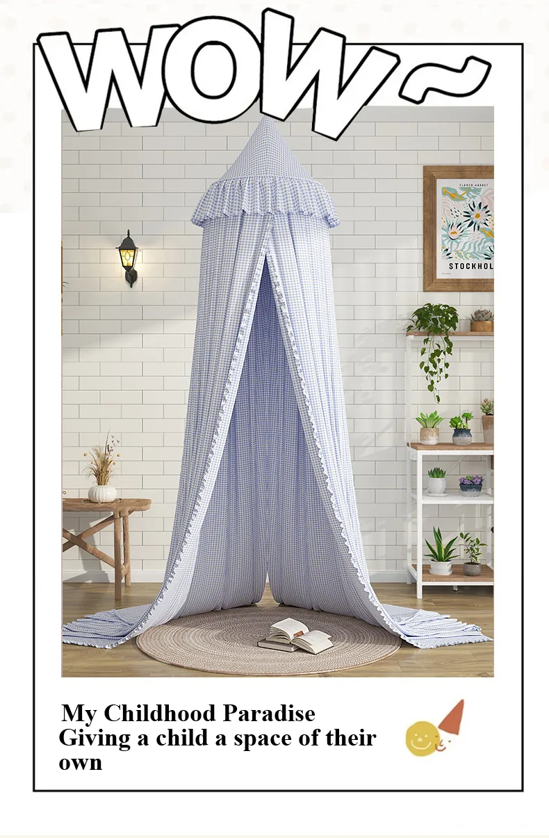 Princess-style dome mosquito net – blue