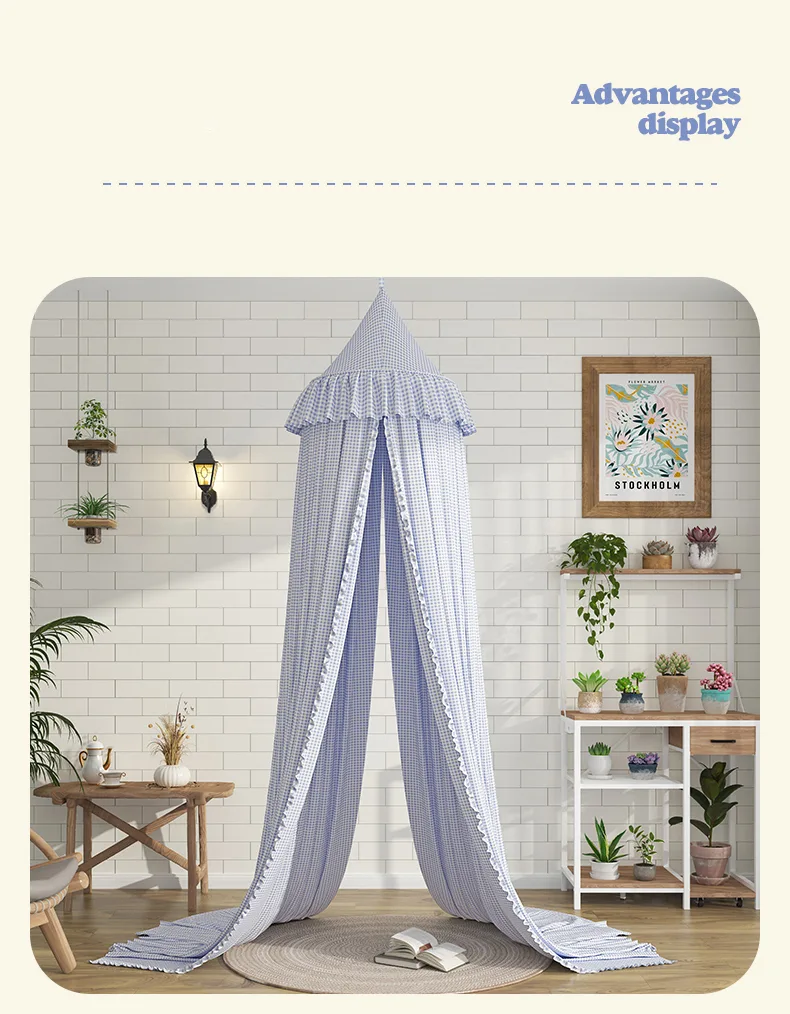 Princess-style dome mosquito net – blue