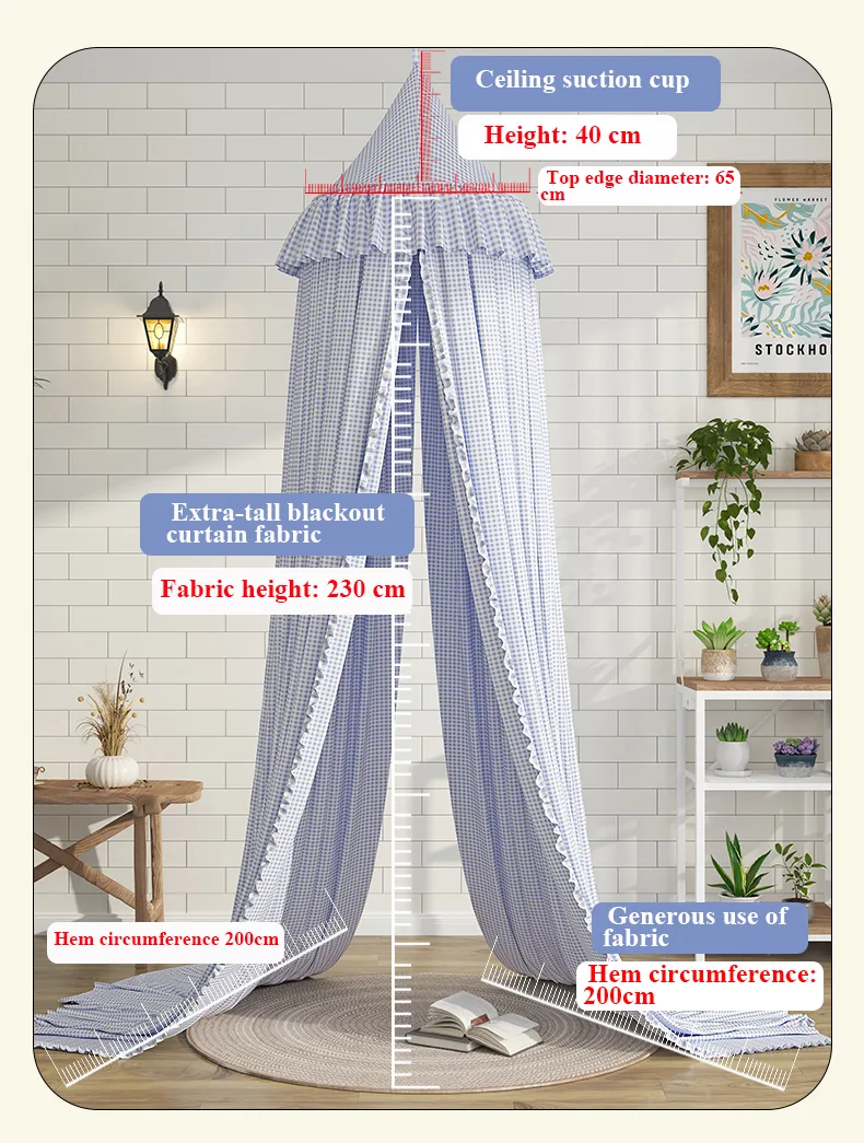 Princess-style dome mosquito net – blue