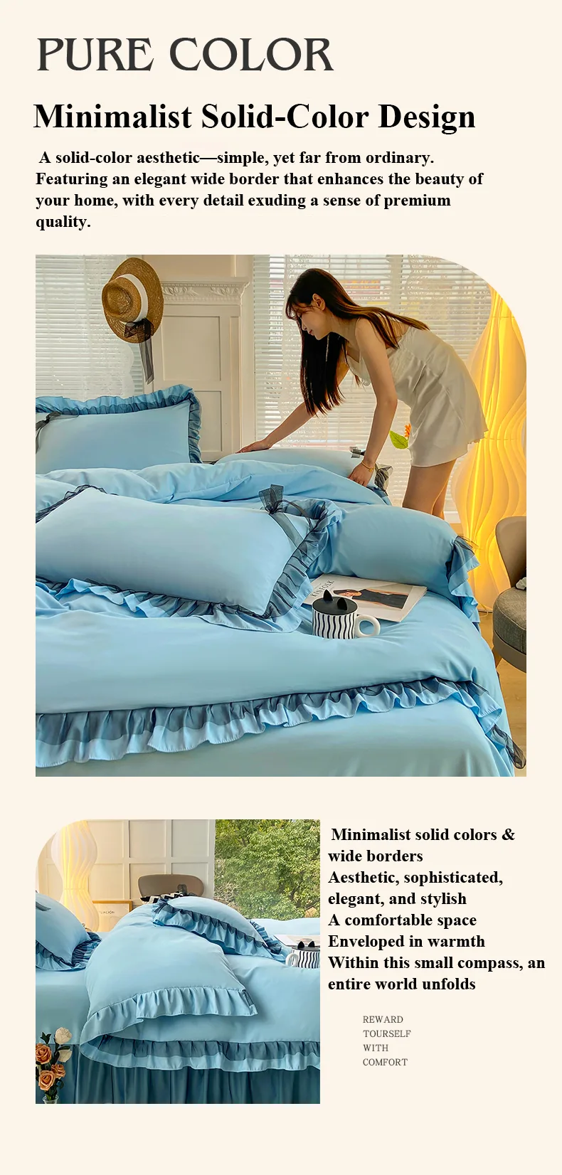 Moon-Blue Class A Double-Layer Gauze Cotton-Linen 4-Piece Bedding Set Series