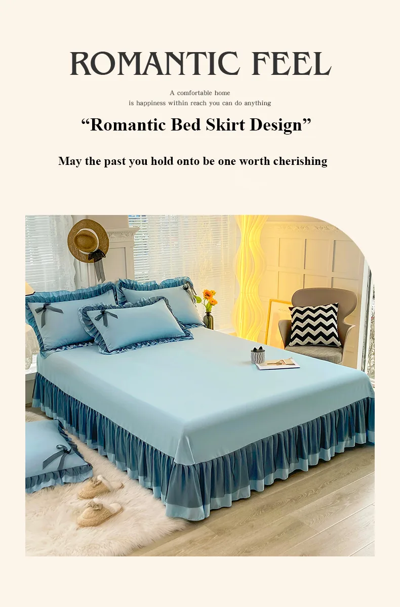 Moon-Blue Class A Double-Layer Gauze Cotton-Linen 4-Piece Bedding Set Series