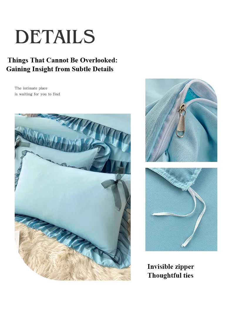 Moon-Blue Class A Double-Layer Gauze Cotton-Linen 4-Piece Bedding Set Series