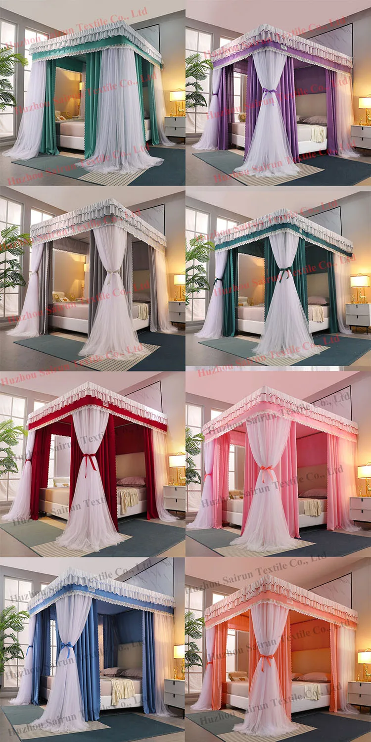 Peach pink Double-Layer Korean-Style Bed Canopy: 1.8m Bed Mosquito Net with Dustproof Top, Windproof and Warm, Princess-Style Bed Curtains for Home Use