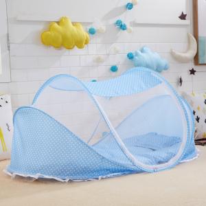 Pink & Blue Folding portable baby mosquito net with one pillow, one mattress, one music bag - Factory Price