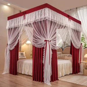 Bed Canopy Bed Canopy for Bedroom Decoration, Luxury Bed Curtains for All Seasons Girls' Princess Room Bedroom, for Single Double Beds