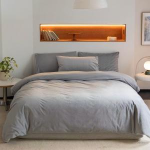 Solid Color Velvet 4 Pieces Fitted Bed Sheet Bedding Set 