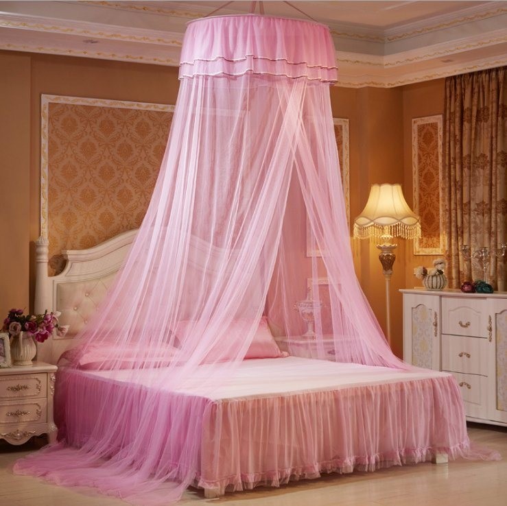 Lace Decorated Conical Round Mosquito Net for single/double bed
