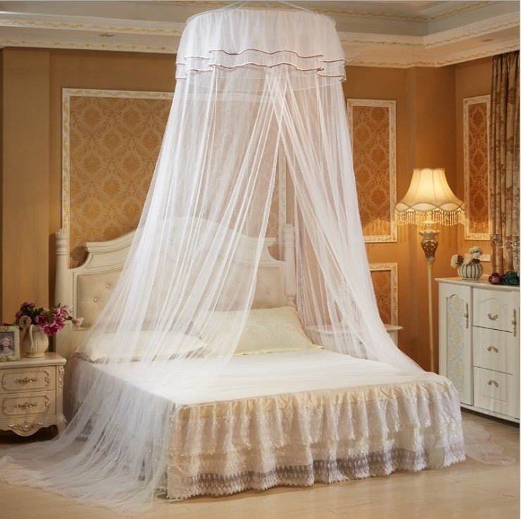 Lace Decorated Conical Round Mosquito Net for single/double bed