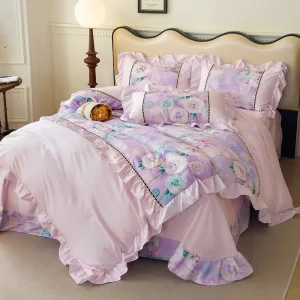 Dandelion French-Style Printed Combed Cotton 4-Piece Bedding Set