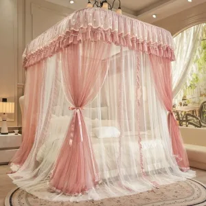 Double-Track French Embroidery U-Rail Floor-Standing Mosquito Net