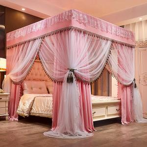 Luxurious Palace Foldable Rectangular 3 Doors Windproof and Warm Double-Layer Korean-Style Mosquito Nets for king Bed