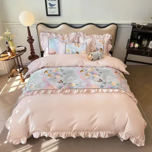 French-Style Printed Combed Cotton 4-Piece Bedding Set