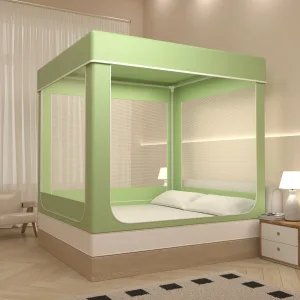 Fruit green Portable Dream Bed Tent 80% Blackout with 3 Doors Breathable Private Space Sleeping Tent