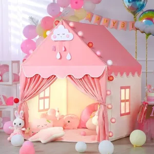 Indoor play tent for boys and girls—castle-style playhouse, princess dream bed tent, and secret hideout