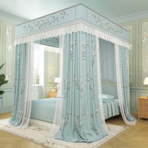 New Style Double-Layer, Double-Rail, Orchid branches reflected in the moonlight 5-Sided Blackout Floor-Standing Palace-Style Mosquito Net New Style Double-Layer, Double-Rail, Orchid branches reflected in the moonlight 5-Sided Blackout Floor-Standing Palace-Style Mosquito Net