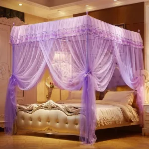 New Princess-style mosquito net with three openings, floor-standing frame, and high-density, thickened mesh