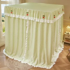 Pastoral-style floor-length plaid mosquito net with a princess-court aesthetic Geyu Green