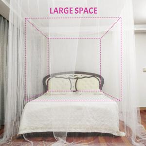 New Fashion White Black Color 100% Polyester Folding Breathable Rectangular Mosquito Net for Double To King Size Bed