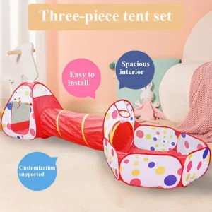 Portable 3-Piece Tunnel and Ball Pit Play Tent Set – Foldable Indoor Climbing Toy
