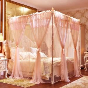 Family Use Bedroom Rectangular Palace Mosquito Net with Bracket