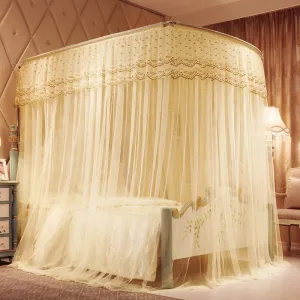 Telescopic Mosquito Net with U-Shaped 3-Door Opening and Reinforced Floor-Standing Stand