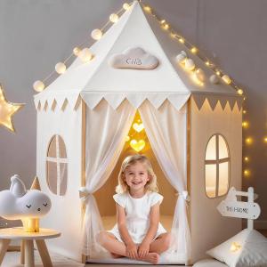 Indoor Hexagonal Mesh Castle Play Tent for Kids Princess Play House & Crawling Tent