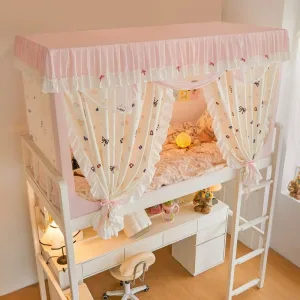 Thickened fabric student-style bed canopy with cartoon print