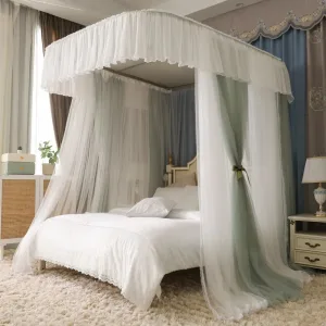 U-Shaped Telescopic Rail for 3-Opening Mosquito Net – Palace-Style Floor-Length Princess Design