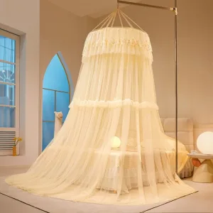 apricot-dome mosquito net with French lace trim